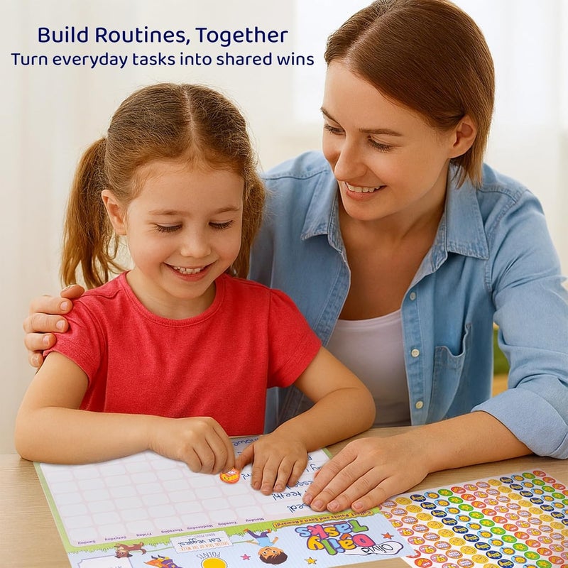 Putska Behavior Reward Chart for Kids – Includes 26 Chore Charts & 1528 Stickers – Magnetic Chore Chart for Multiple Kids at Home to Build Responsibility & Positive Habits (Reward Chart) - Image 4